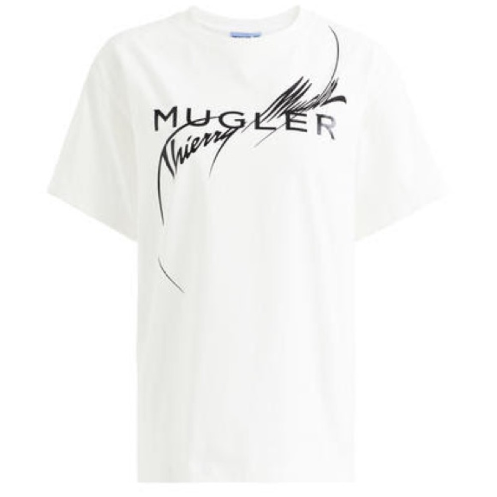 Mugler x H&M White Logo Graphic Tee – Size (L)